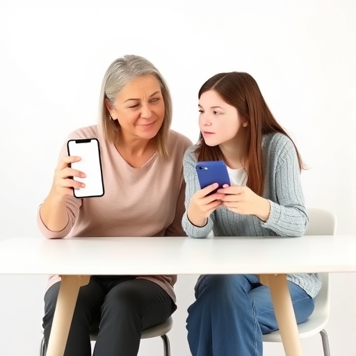 Madre e hija debatiendo sobre redes sociales