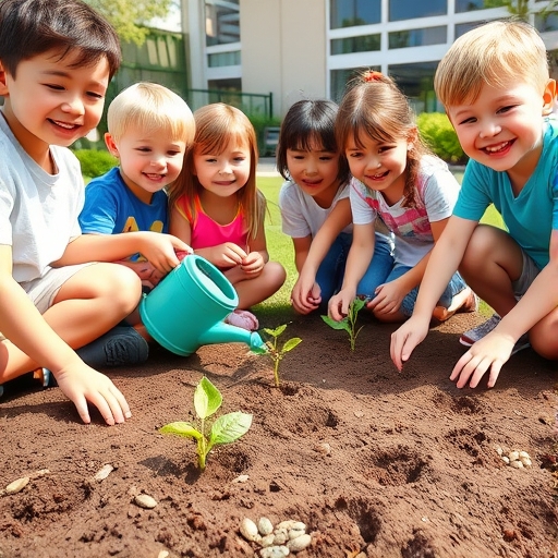 Sembrando vida en el pequeño jardín de la escuela