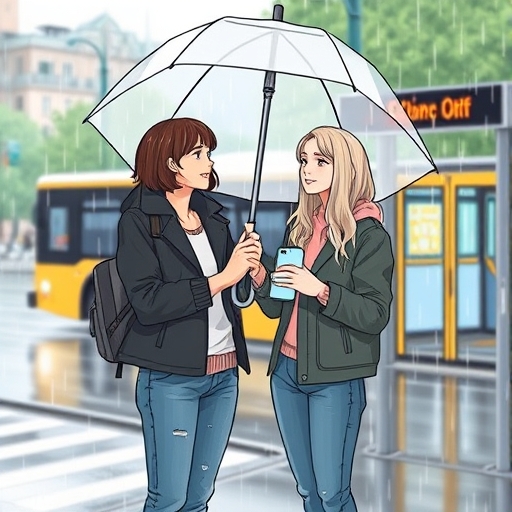 Mensajes pausados bajo la lluvia