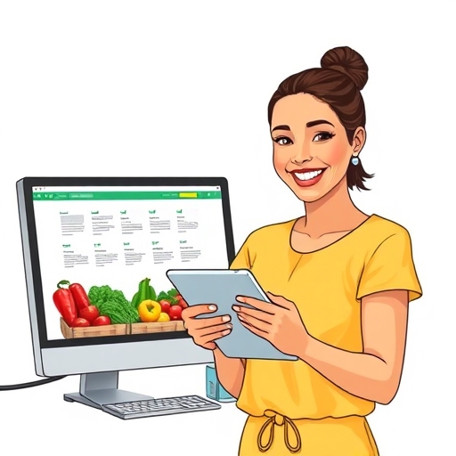 La vendedora y la tienda en línea