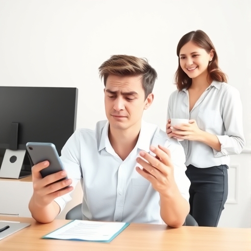 Esperando la respuesta en la oficina