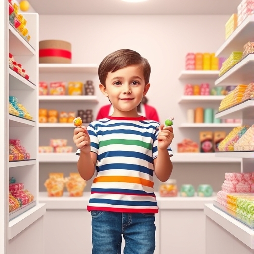 El niño y la tienda de golosinas